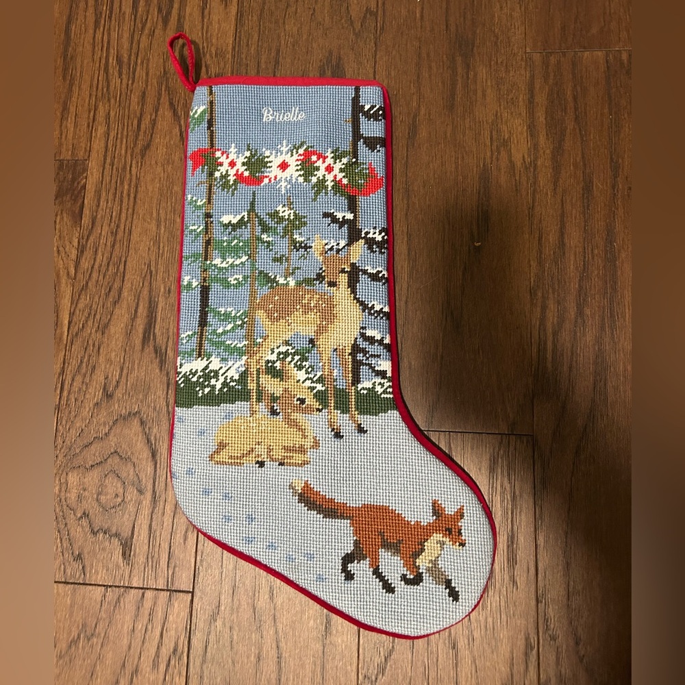 LL Bean Brielle Christmas Needlepoint Stocking, Cotton